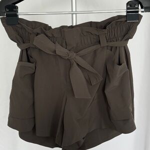 Athleta High Waist Brown Shorts with Tie-Waist